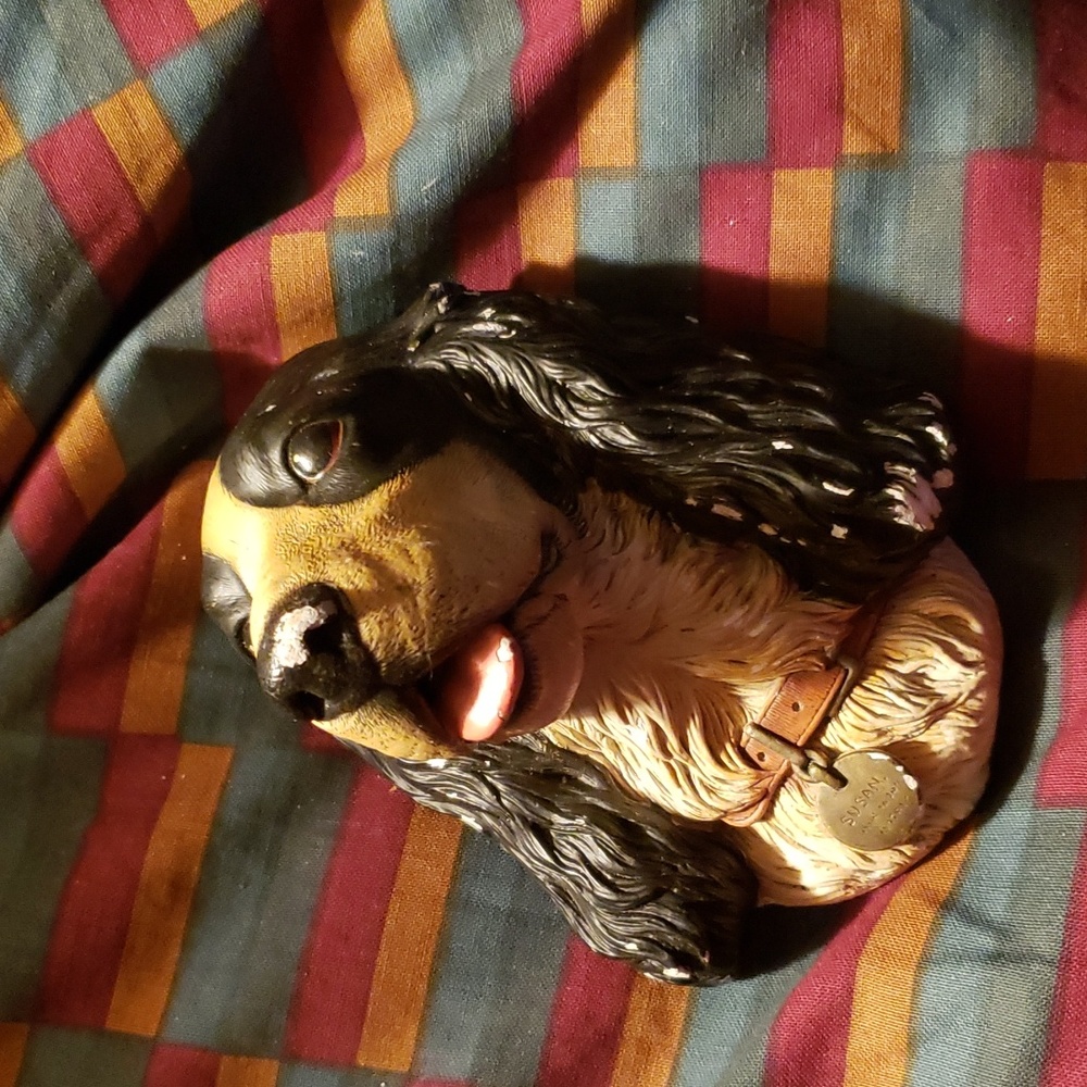 Springer Spaniel Vintage Bossons England Dog Chalk ware wall hanging MCM 60s
